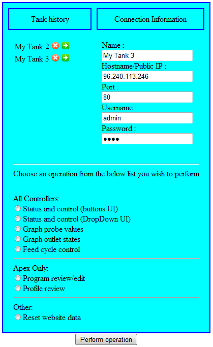 multiple tank interface